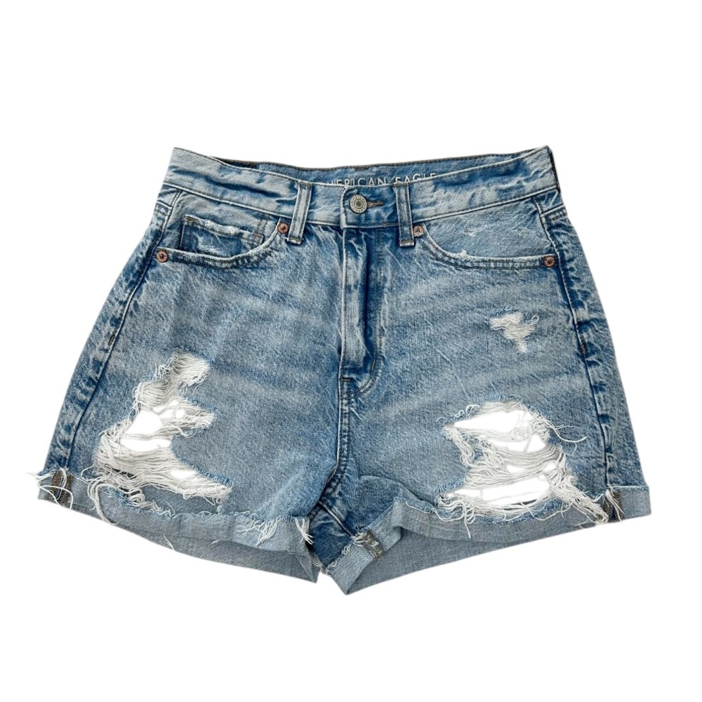 American Eagle Denim Distressed Mom Shorts